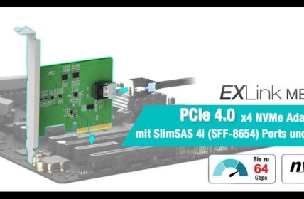 Zuverlässige EXLink MB408A4 Adapterkarte mit PCIe Gen4 x4 (Foto: Cremax Europe GmbH)